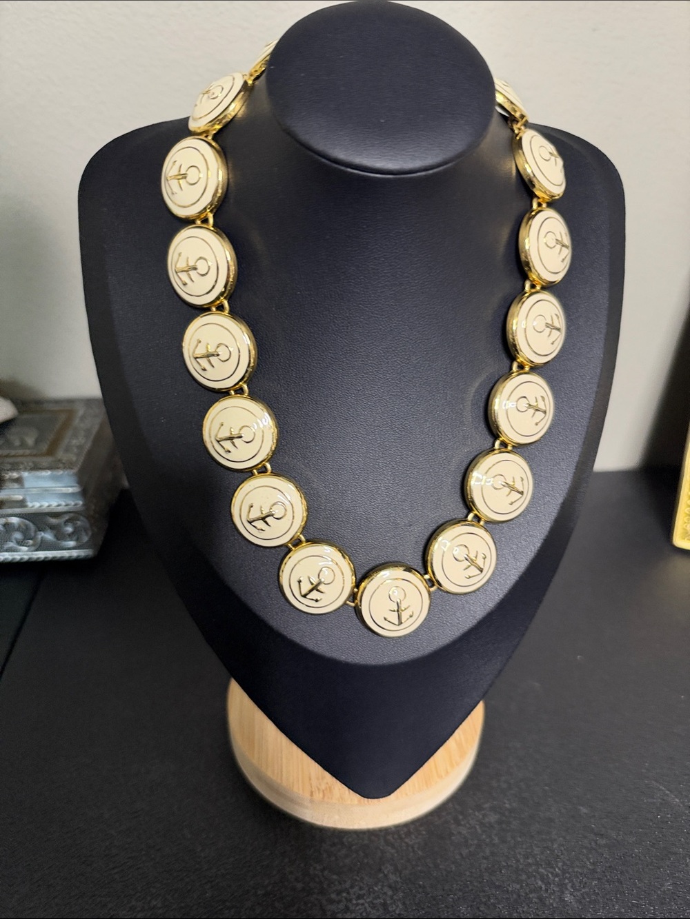 Statement Nautical Gold Tone Anchor Medallion Necklace - Women Jewelry